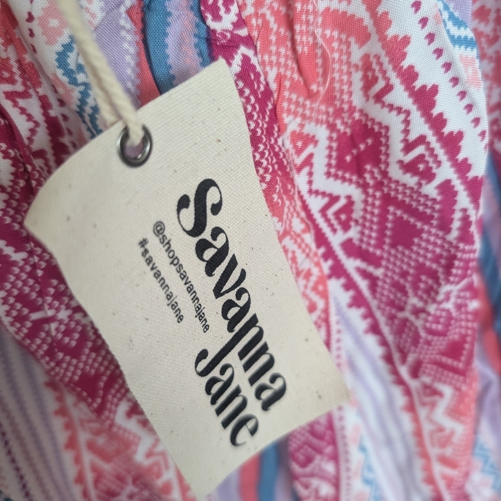 NEW Savanna Jane Women's Plus Size 1X Boho Jumpsuit Playsuit Colorful Halter - Picture 5 of 12